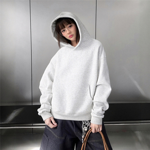 500g重磅短宽boxy纯色连帽卫衣cleanfit秋冬帽衫 RULE 美式