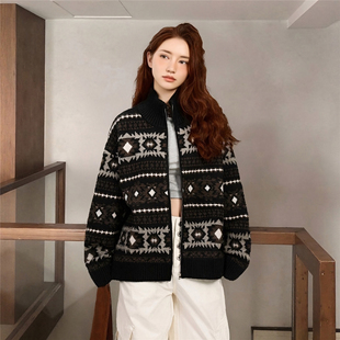 复古巴洛克图腾费尔岛提花针织毛衣男女舒适保暖外套 RULE