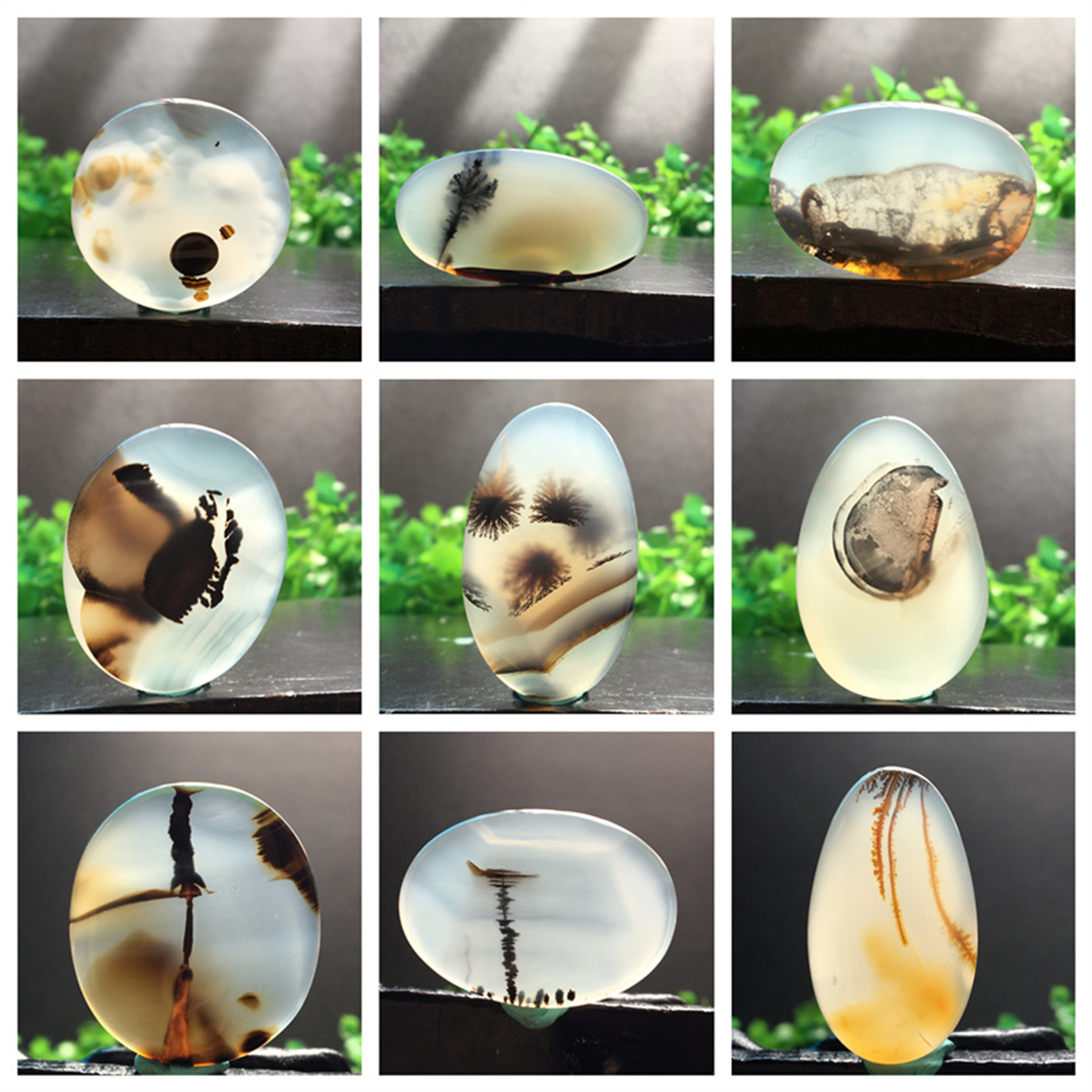 马料海洋玉髓I吊坠方牌风景奇石草花玛瑙摆件一景一物精品像形X