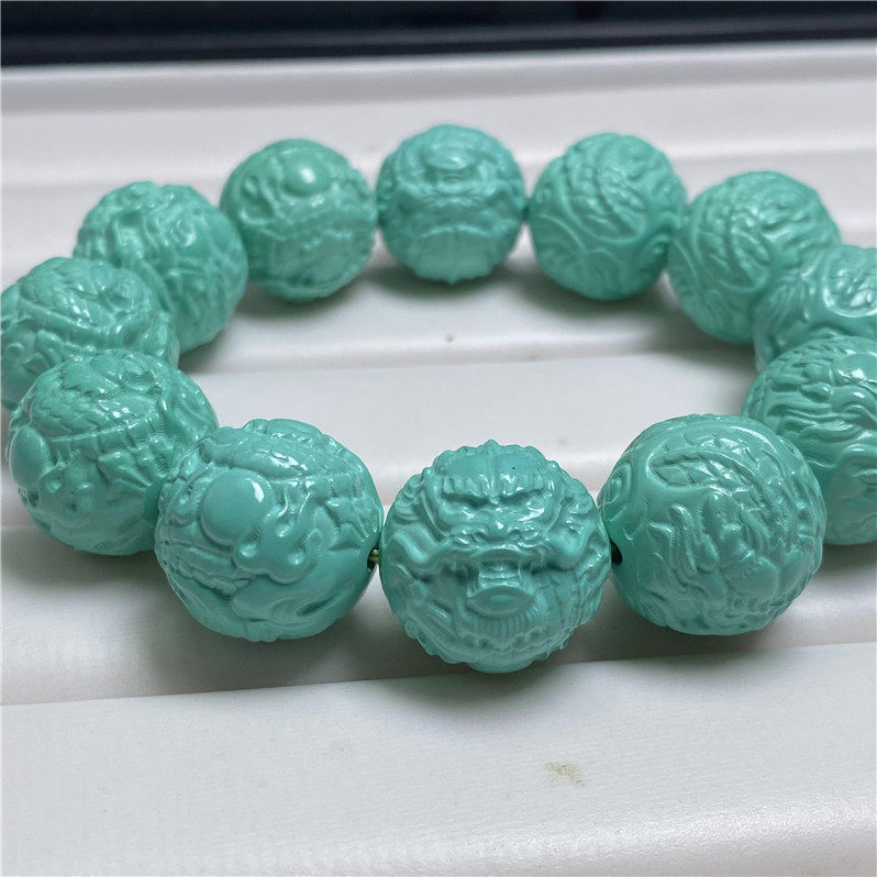 高瓷菱镁矿绿松石文玩配饰虎头宝宝佛大黑天金刚diy手链108颗盘玩