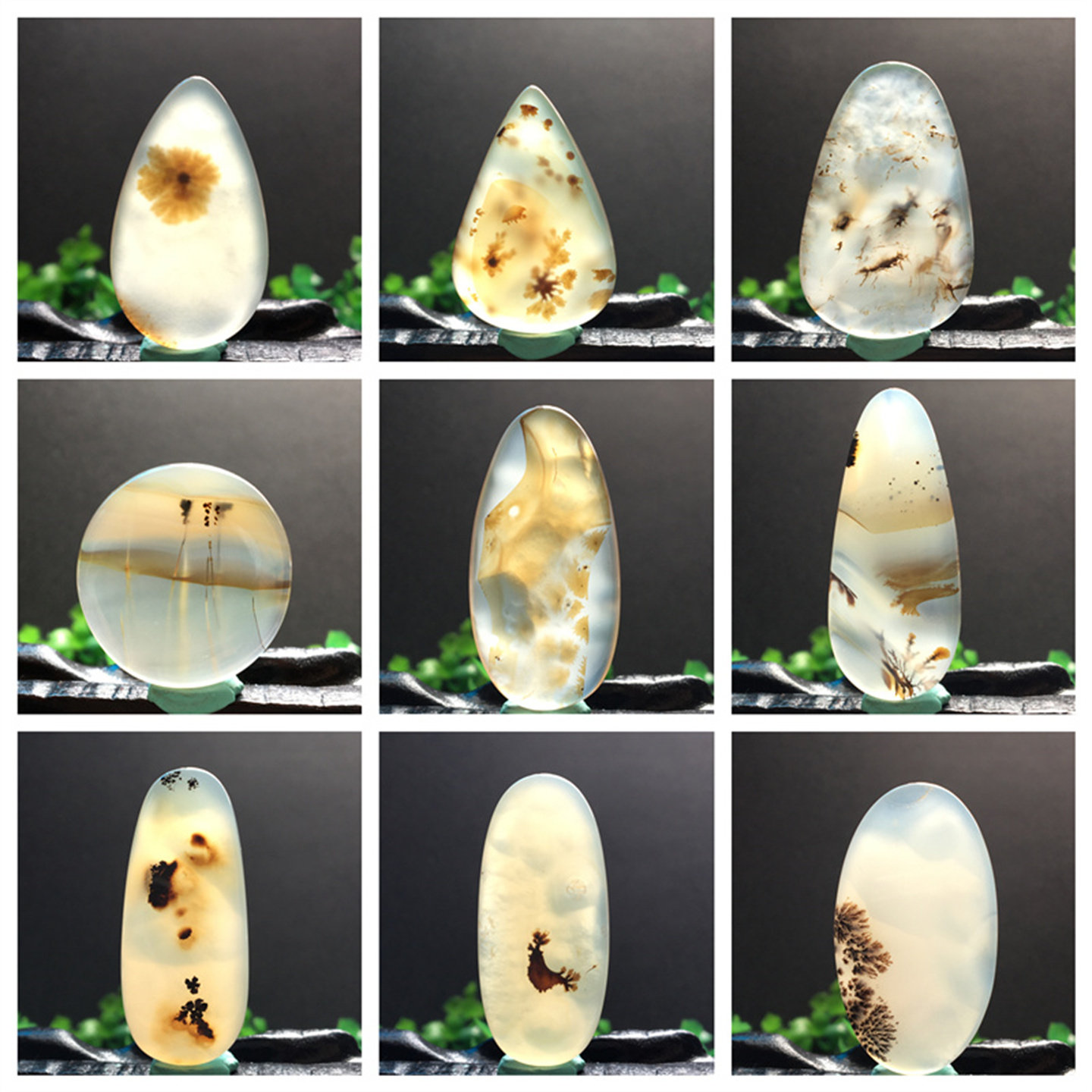 马料海洋玉髓I吊坠方牌风景奇石草花玛瑙摆件一景一物精品像形S