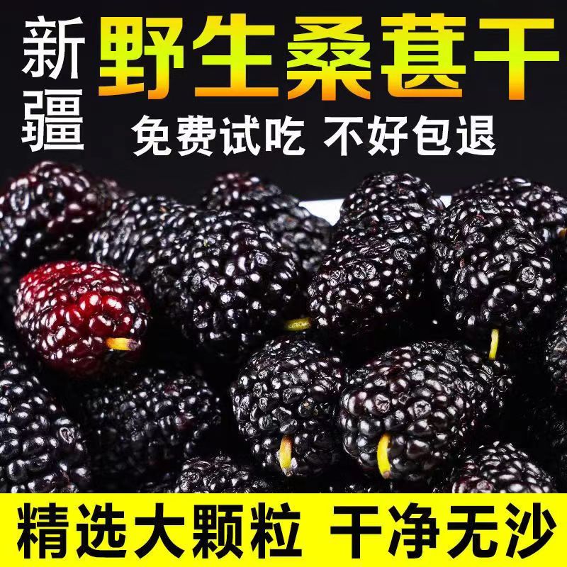 新疆野生黑桑葚干500克大果无沙新货头茬桑椹干即食免洗泡酒泡茶