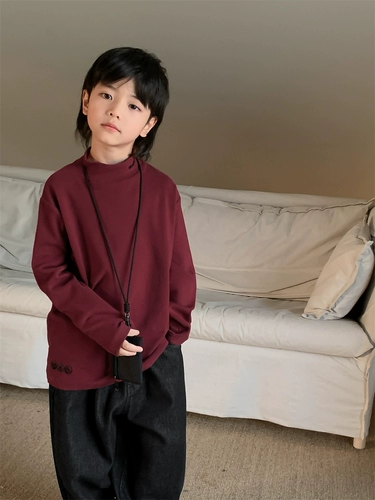 Детская футболка, зимний базовый приятный телу детский лонгслив для мальчиков, детская одежда, коллекция 2023, в западном стиле