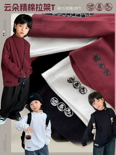 Детская футболка, зимний приятный телу детский лонгслив для мальчиков, детская одежда, коллекция 2023, в западном стиле