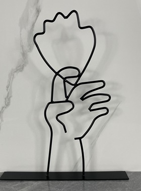 现代极简轻奢铁线抽象人物摆件客厅玄关酒柜电视柜茶几角几装饰品