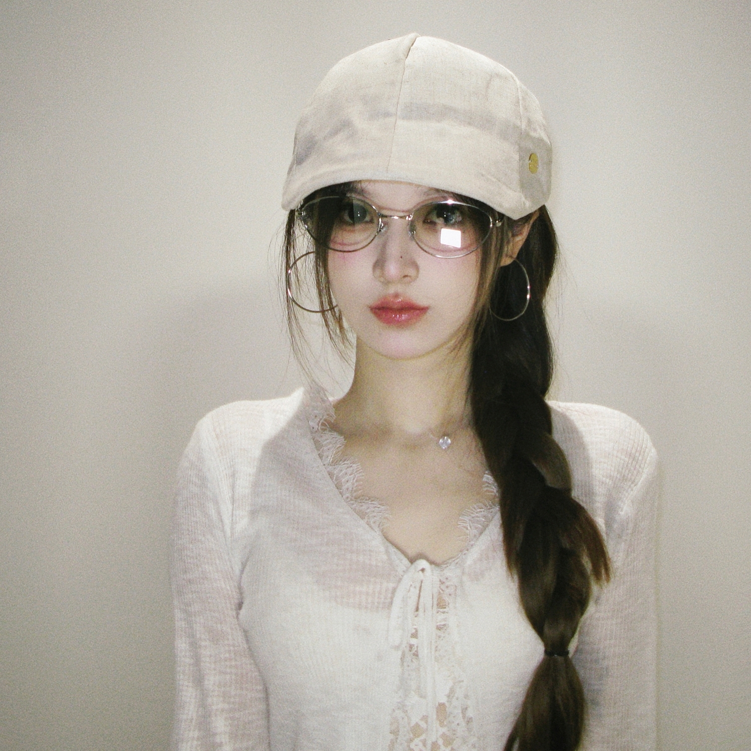 陈哈哈复古艺术生高品质复古纯色亚麻鸭舌帽前进帽子女显脸小轻薄