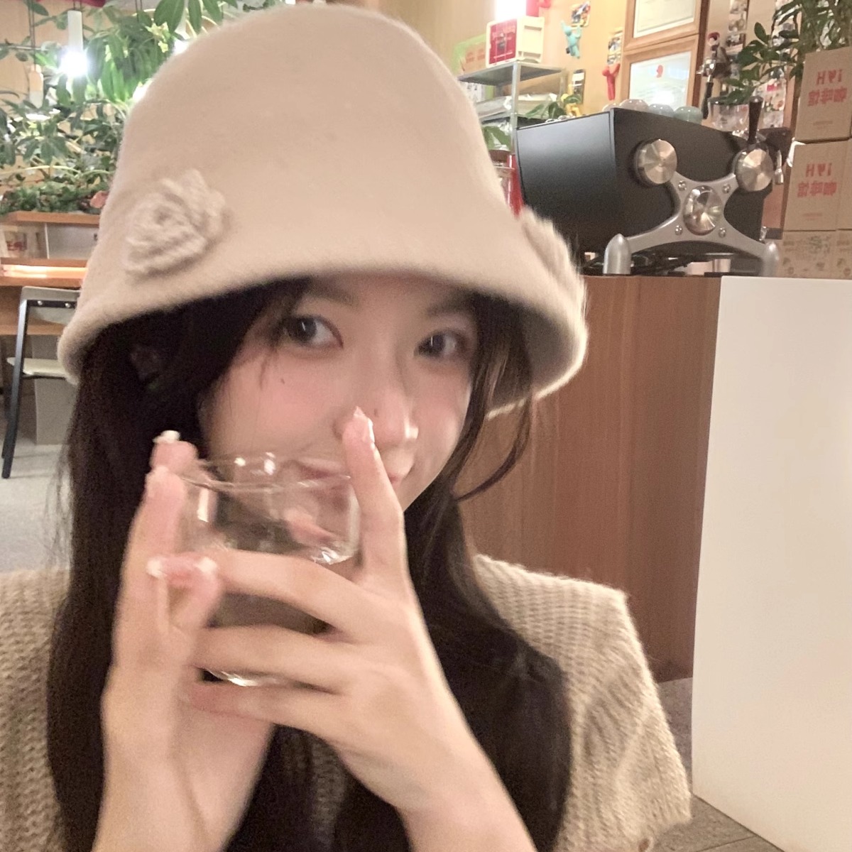 陈哈哈自制澳洲羊毛呢渔夫帽女秋冬韩国百搭纯色帽子气质盆帽ins