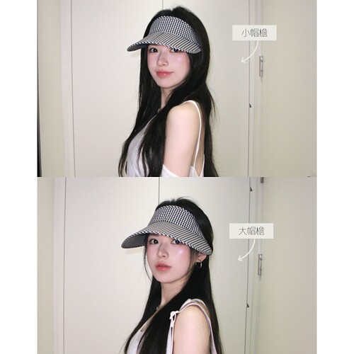 陈哈哈夏日汽水~大帽檐千鸟格空顶遮阳帽夏季百搭显脸小鸭舌帽女