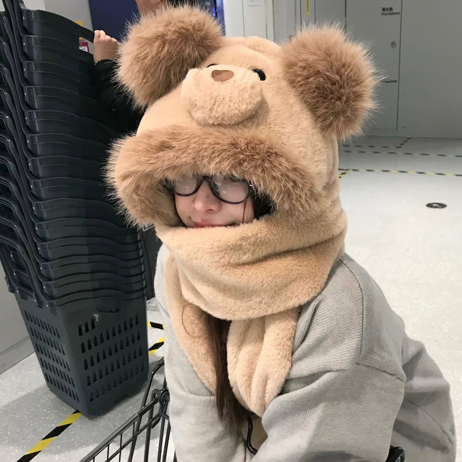 困小熊围巾陈哈哈毛绒加厚保暖