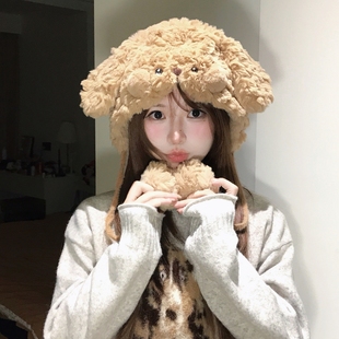 陈哈哈嘟嘟小狗~设计师款毛绒卡通帽子冬季保暖防寒护耳帽雷锋帽