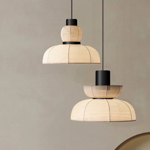 日式侘寂风餐厅布艺组合吊灯