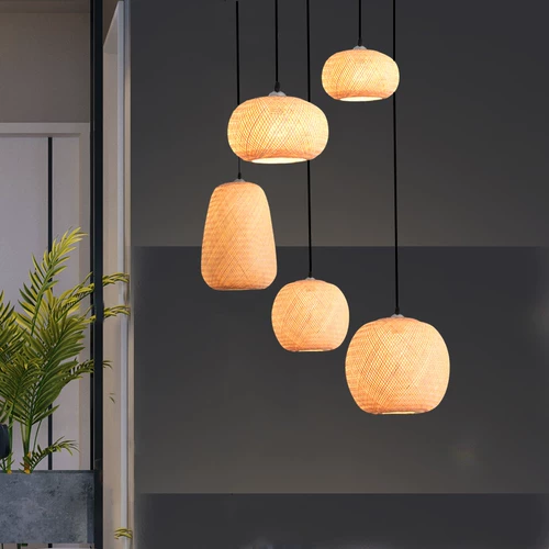 Люстра для загородного дома подходит для лестницы, бамбуковый светильник для гостиной для беседки, китайский стиль, для салонов красоты