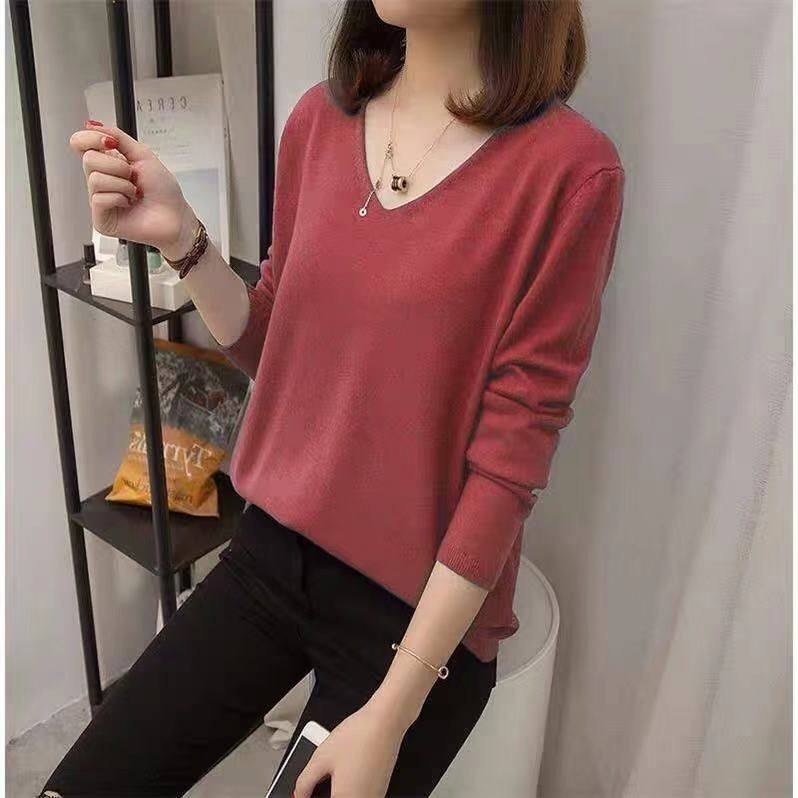 春秋季新款上衣女宽松显瘦大码打毛针织衫