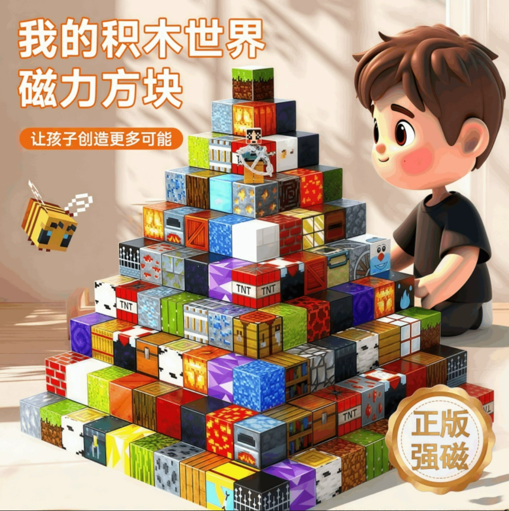我的世界磁力方块全套正版男孩女拼图儿童益智拼装积木磁铁吸玩具