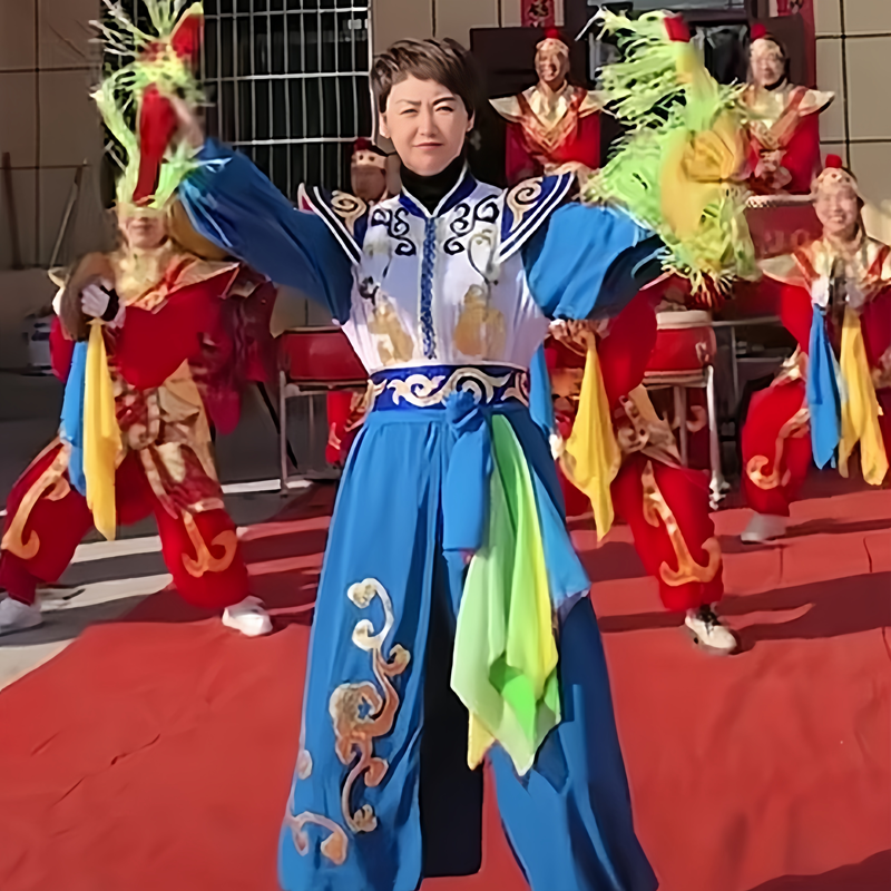 威风锣鼓队领队演出服女中国风舞龙舞狮秧歌服腰鼓战鼓表演服装