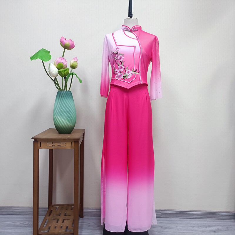 古典舞胶州秧歌飘逸演出服女秧歌舞蹈服装扇子舞表演服装喜庆套装