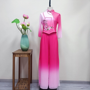 古典舞胶州秧歌飘逸演出服女秧歌舞蹈服装扇子舞表演服装喜庆套装