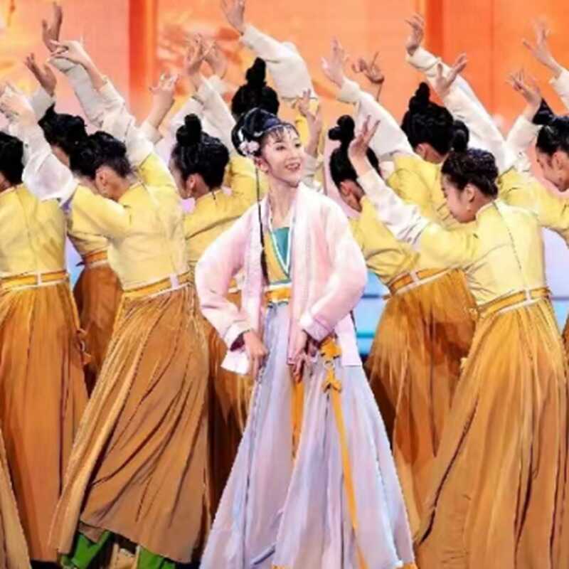 花供今朝开场舞今朝花开舞蹈服大摆裙中国风汉唐古典舞演出套装女