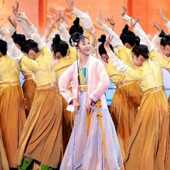 花供今朝开场舞今朝花开舞蹈服大摆裙中国风汉唐古典舞演出套装 女