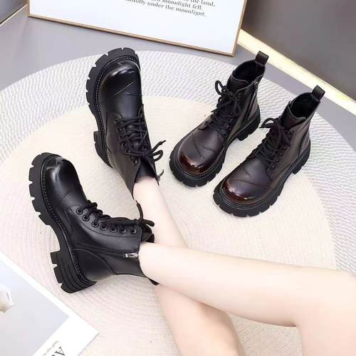 时尚休闲马丁靴女新款2025秋冬加绒保暖棉靴英伦风显瘦潮流短靴女