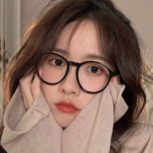 2024年秋冬新款 饰眼镜框镜架女无镜片韩系 黑框眼镜素颜神器圆形装