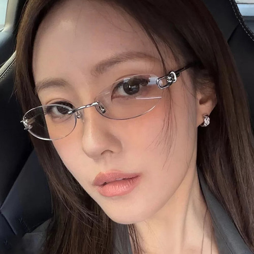 辣妹无框墨镜女2026新款椭圆猫眼