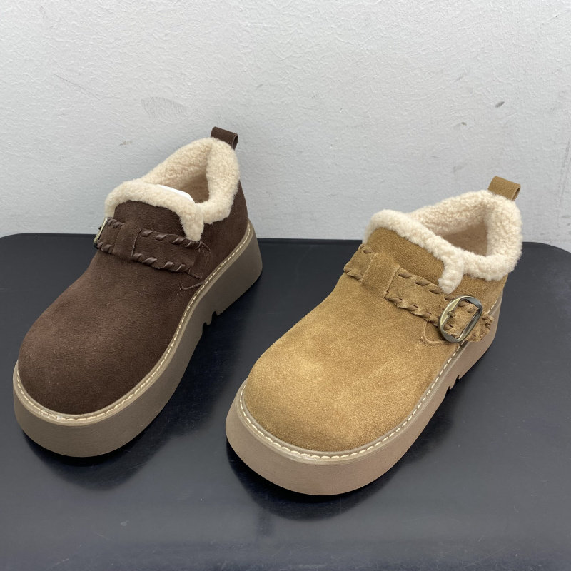 2025秋季复古风厚底勃肯鞋女英伦风百搭休闲加绒保暖棉鞋加绒女鞋