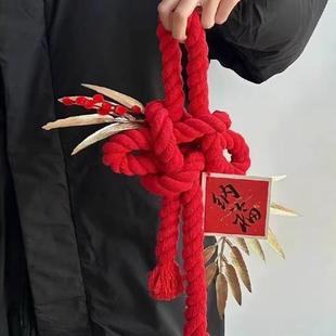 中国结绳三股大红色棉绳手工DIY捆树绳装饰挂饰捆绑棉麻绳粗绳子