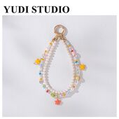 原创童趣天然淡水珍珠手机链可爱风挂绳手提链手拎女 游乐园