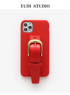 李晟同款中国红色液态硅胶适用于头层牛皮带复古手机壳16promax个性小众高品质14Pro保护套15Pro苹果17Promax