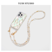 雨滴原创高品质气质天然贝母贝壳可背珍珠斜挎链条适用17promax闪闪氛围感15pro小众仙气yudi手机壳梦幻套16