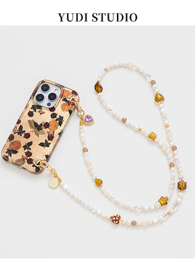 秋日玫瑰花高品质天然淡水珍珠琉璃珠可背斜挎链条适用16promax小众仙气15pro手机壳14氛围感高级感女13温柔