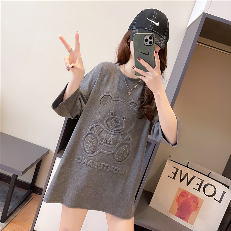 Real shot new short sleeve T-shirt women's summer new Korean fashion printed top large women's wear