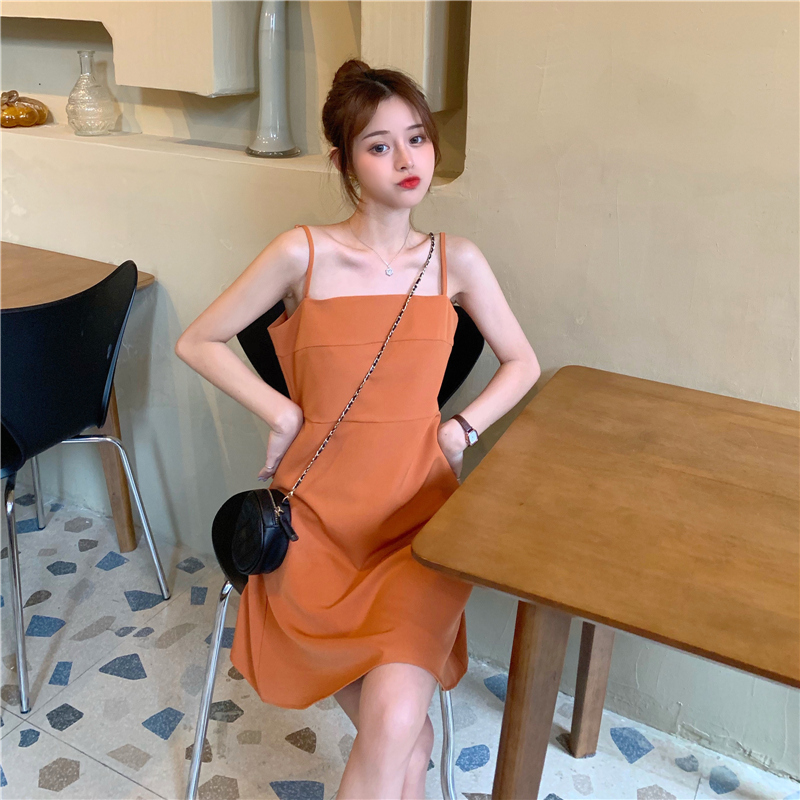 實拍纖維小黑裙內搭吊帶裙夏短款赫本風顯瘦連