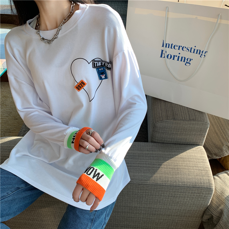 New love long sleeve T-shirt women's color sleeve top