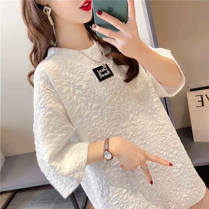 Real shot new spring and summer Korean Short Sleeve T-Shirt casual girl student loose round neck top girl