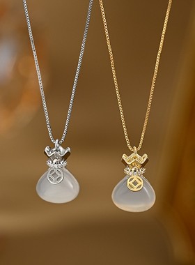 新中式风福袋简约百搭项链女复古时尚气质优雅锁骨链装饰品礼物潮