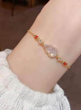 新中式时尚简约镶钻招财葫芦手链个性轻奢百搭设计感超闪手饰礼物