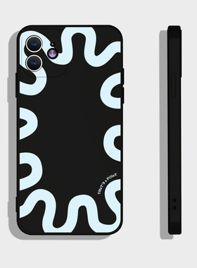 蓝色线条iPhone15手机壳14promax全包xr手机壳全包软壳13mini小众艺术12创意16耐脏2025新款网红适用华为p60
