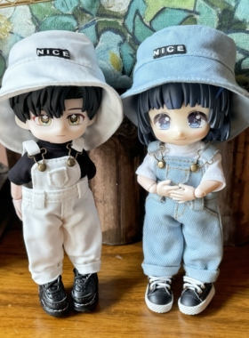 ob11娃衣背带裤GSC粘土人工装牛仔裤12分bjd娃娃衣服p9p10