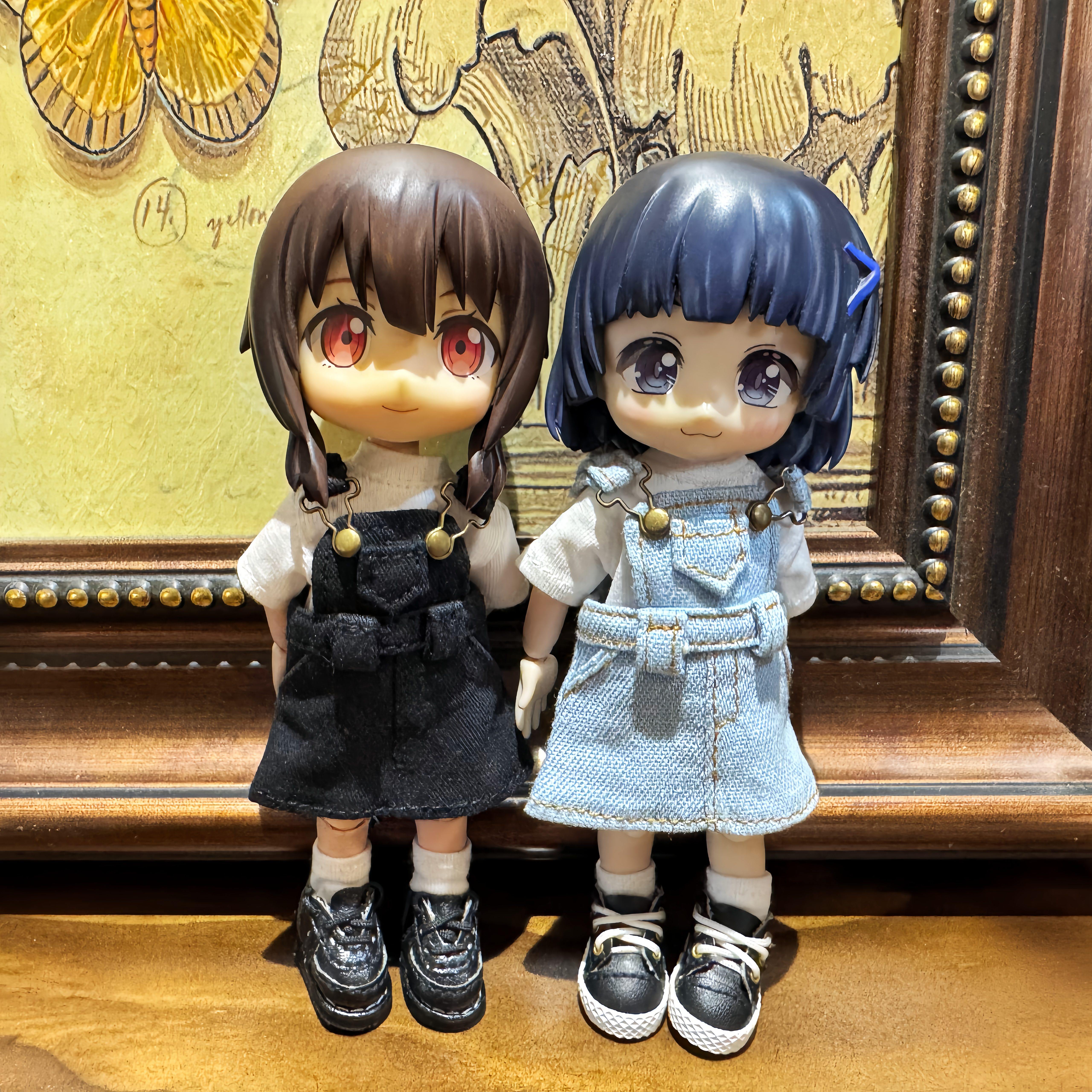 ob11娃衣背带裙12分bjd素体娃娃衣服GSC短款牛仔裙