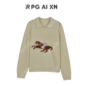 品归100%绵羊毛翻领套头针织衫 3037 甜甜粉丝专享