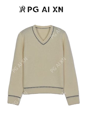 【甜甜粉丝专享】PG Ai XN/品归100%绵羊毛撞色V领毛衫PGXN 3043