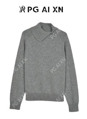 【一一专享】翻领包扣百分百绵羊毛不规则针织衫 PGXN 3036