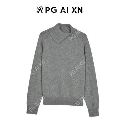 【一一专享】翻领包扣百分百绵羊毛不规则针织衫 PGXN 3036