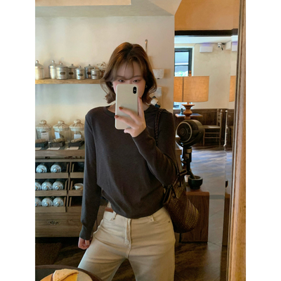 ower April（FA）-后中线设计超舒服长袖上衣打底衫长袖T恤180550