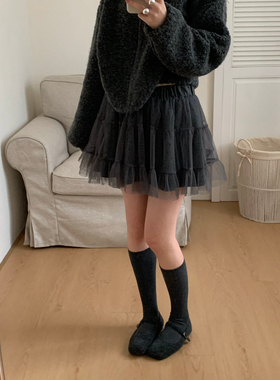Flower & April-网纱拼接蓬蓬短裙女气质百搭洋气短半身裙160971