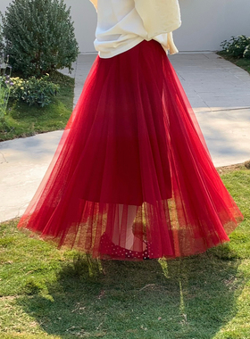 Flower & April-纱长裙子超仙大摆三层纱半身裙(26年早春)310005