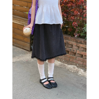 lower April（FA）-印花百搭宽松蕾丝边甜美橡筋高腰半身裙170307