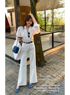 TOP 欧制-裤不贴腿筒喇牛仔裤(配腰带)(5758爆款同裤型)3101米白